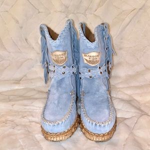 El VAQUERO boots - Arya silverstone sky blue  wedge moccasin boots.